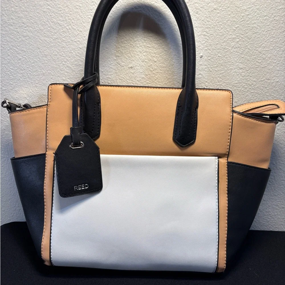 REED by Reed Krakoff for Kohl’s Women's Color Block Satchel Black, Tan, Cream